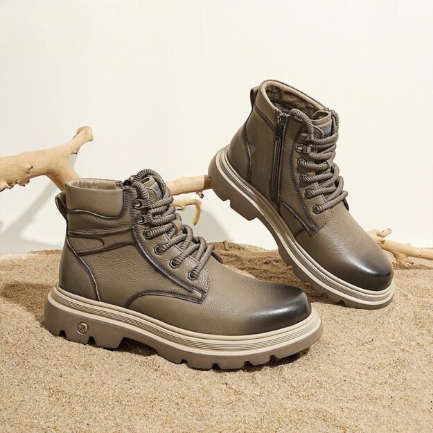 Fashion casual height-increasing cow leather men boots