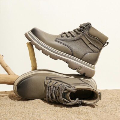 Fashion casual height-increasing cow leather men boots