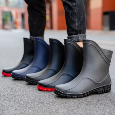 Outdoor men mid-calf waterproof anti-slip rain boots
