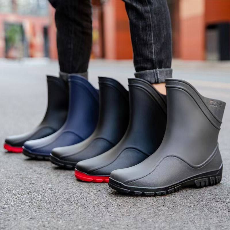 Outdoor men mid-calf waterproof anti-slip rain boots