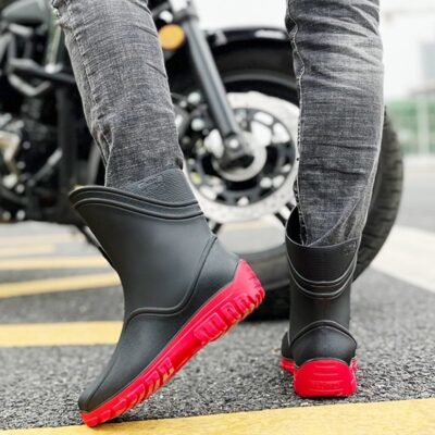 Outdoor men mid-calf waterproof anti-slip rain boots