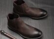 Winter fleece-lined versatile cow leather men leather boots