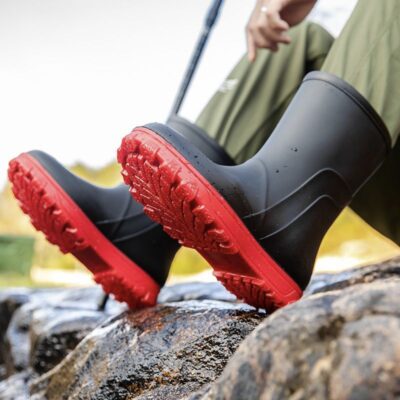 Men mid-calf waterproof anti-slip cotton-lined work rain boots