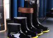 Men yellow sole waterproof anti-slip fleece rain boots