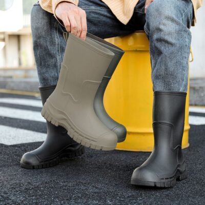 Men waterproof mid-calf non-slip durable rain boots