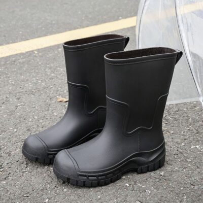 Men waterproof mid-calf non-slip durable rain boots