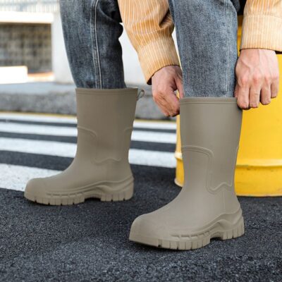 Men waterproof mid-calf non-slip durable rain boots