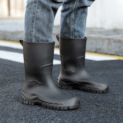 Men waterproof mid-calf non-slip durable rain boots