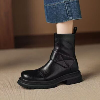 Autumn winter British style back zipper women Martin leather boots