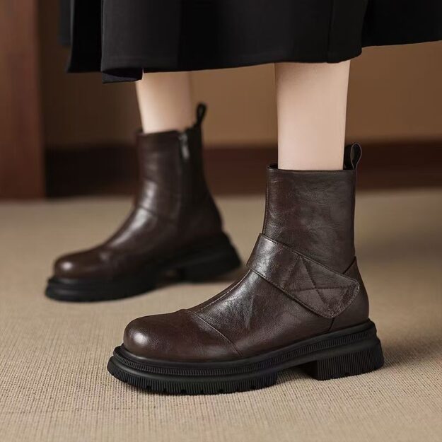 Women British Style Back Zipper Martin Leather Boots (4) Autumn winter British style back zipper women Martin leather boots