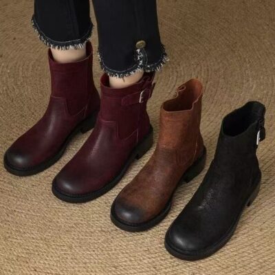 Hot sale British style short ankle women Martin leather boots