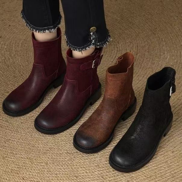 Women British Style Short Ankle Martin Leather Boots (1) Hot sale British style short ankle women Martin leather boots