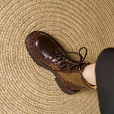 Autumn winter women British vintage lace-up Martin leather boots