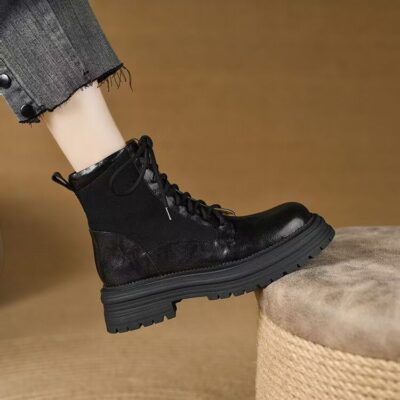 Autumn winter women British vintage lace-up Martin leather boots