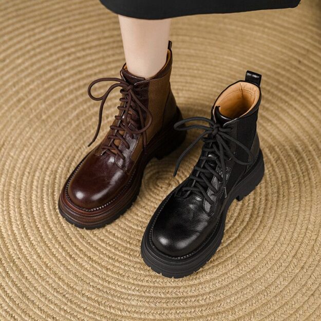 Women British Vintage Lace-Up Martin Leather Boots (6) Autumn winter women British vintage lace-up Martin leather boots