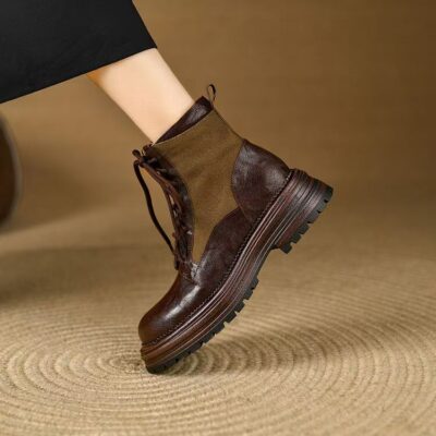 Autumn winter women British vintage lace-up Martin leather boots