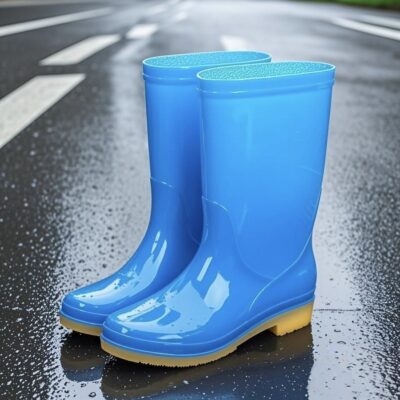 Women mid-calf gum sole fleece-lined waterproof rain boots