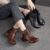 Autumn winter vintage round toe side zipper women leather boots