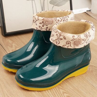 Women thick waterproof anti-slip short ankle rain boots