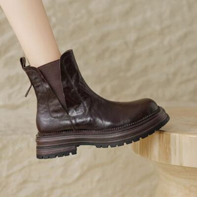 Vintage thick fleece winter sheepskin women Martin ankle boots