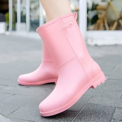 Fashion women mid-calf waterproof anti-slip rain boots