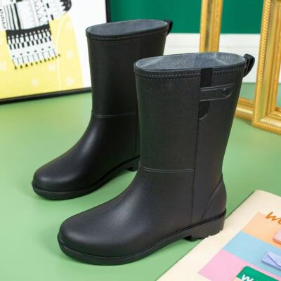 Fashion women mid-calf waterproof anti-slip rain boots