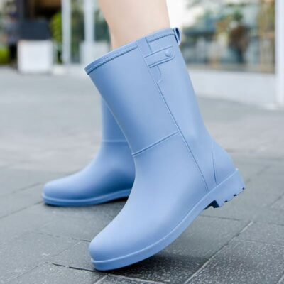 Fashion women mid-calf waterproof anti-slip rain boots
