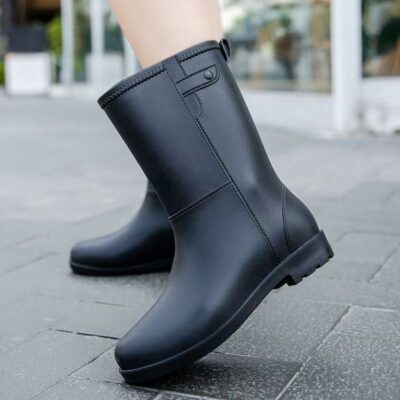 Fashion women mid-calf waterproof anti-slip rain boots