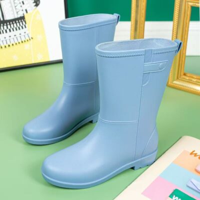 Fashion women mid-calf waterproof anti-slip rain boots